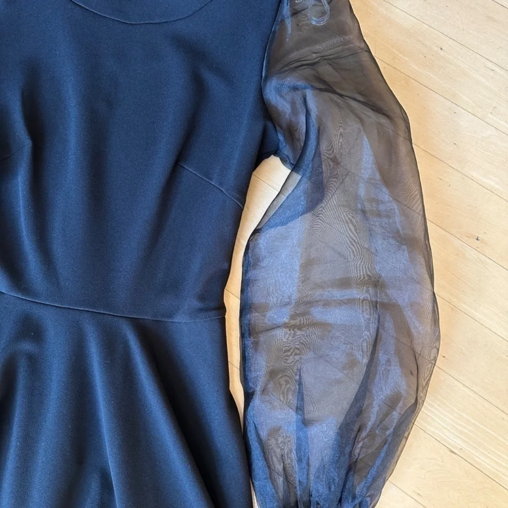 Crystal Doll Black Illusion sheer sleeve dress, Small. L904 - Picture 4 of 5